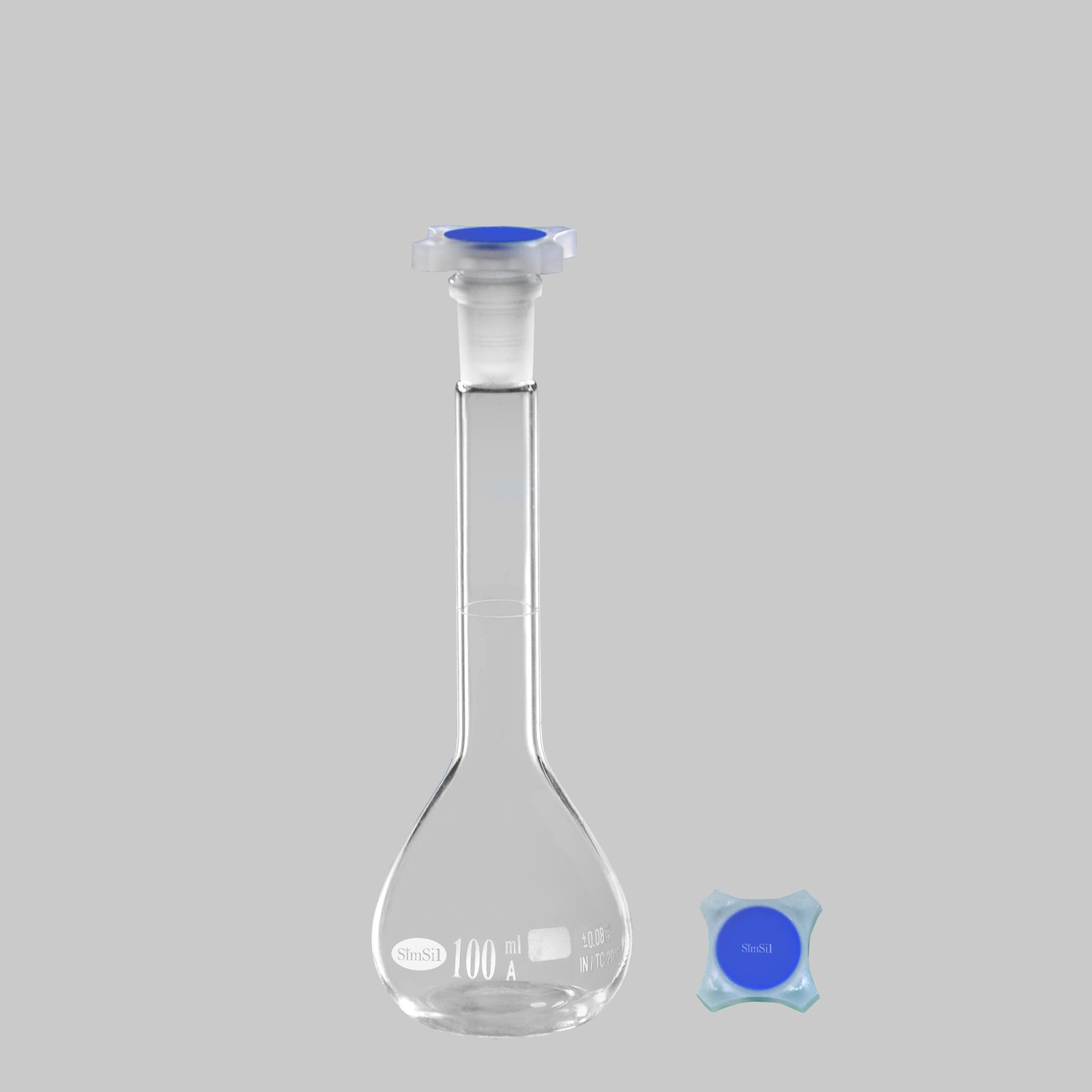 Volumetric Flask Class AS, Individual,100 ml Volumetric-with Long Neck and PP Stopper-Individually Certified as per USP Class A